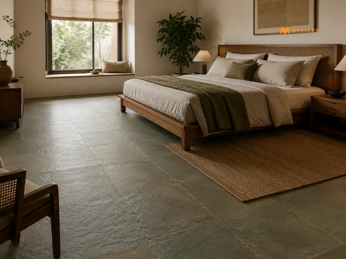 Leather-Finish Kota Tiles for the Bedroom